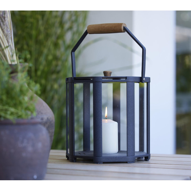 Lightlux Lantern with Teak Handle Extra Small, 10.2" H x 9.8" W x 9.8" D