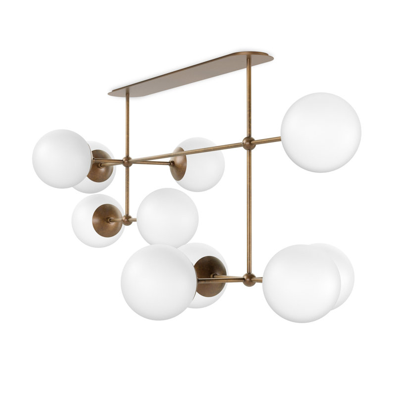 Armstrong 10 - Light Chandelier, Opal Matte Glass, Heritage Bronze Brass
