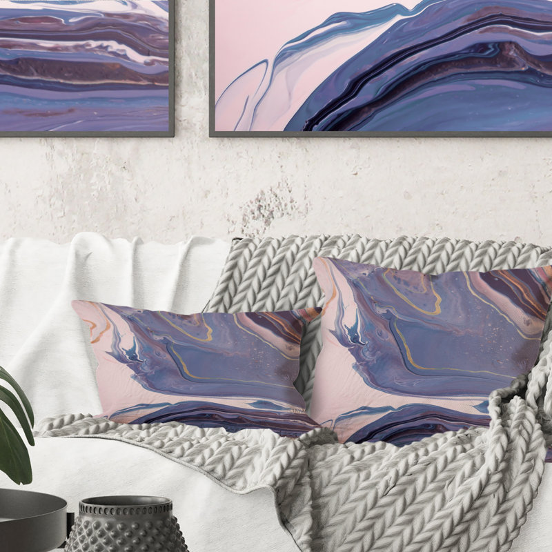 Coussin rose et bleu à imprimé de nuages II - imprimé moderne, 16 po x 16 po