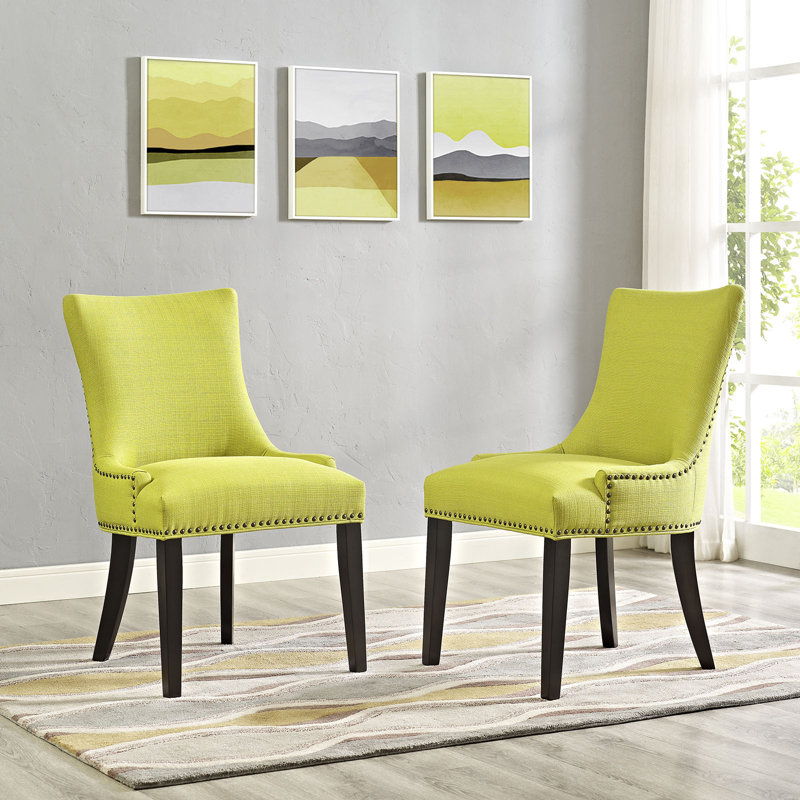 Modway Porch & Den Helen Fabric Upholstered Dining Chair , Wheatgrass, 4