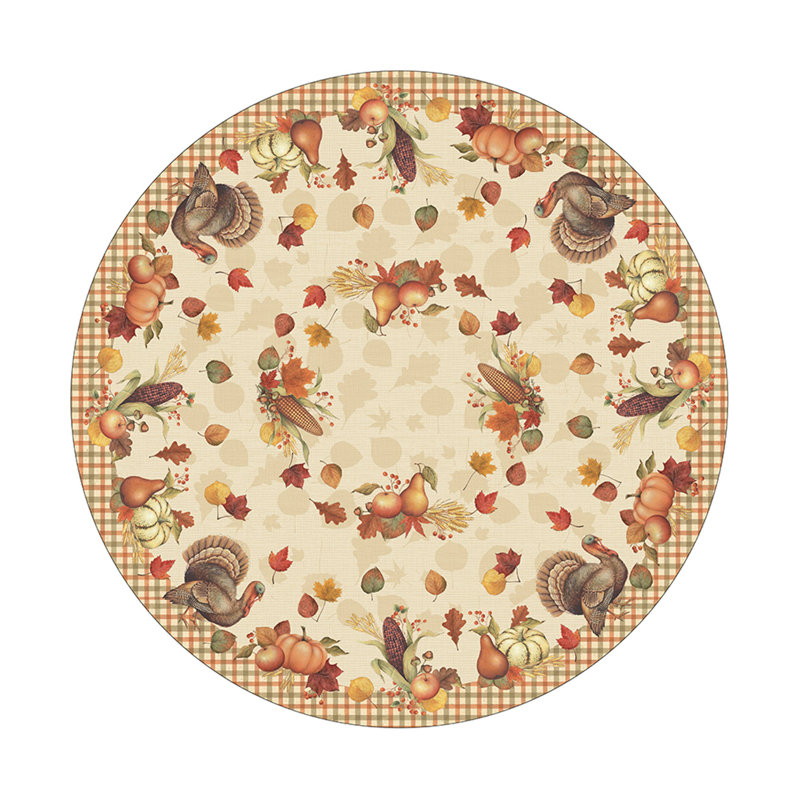  Bountiful Harvest Round Thanksgiving Tablecloth