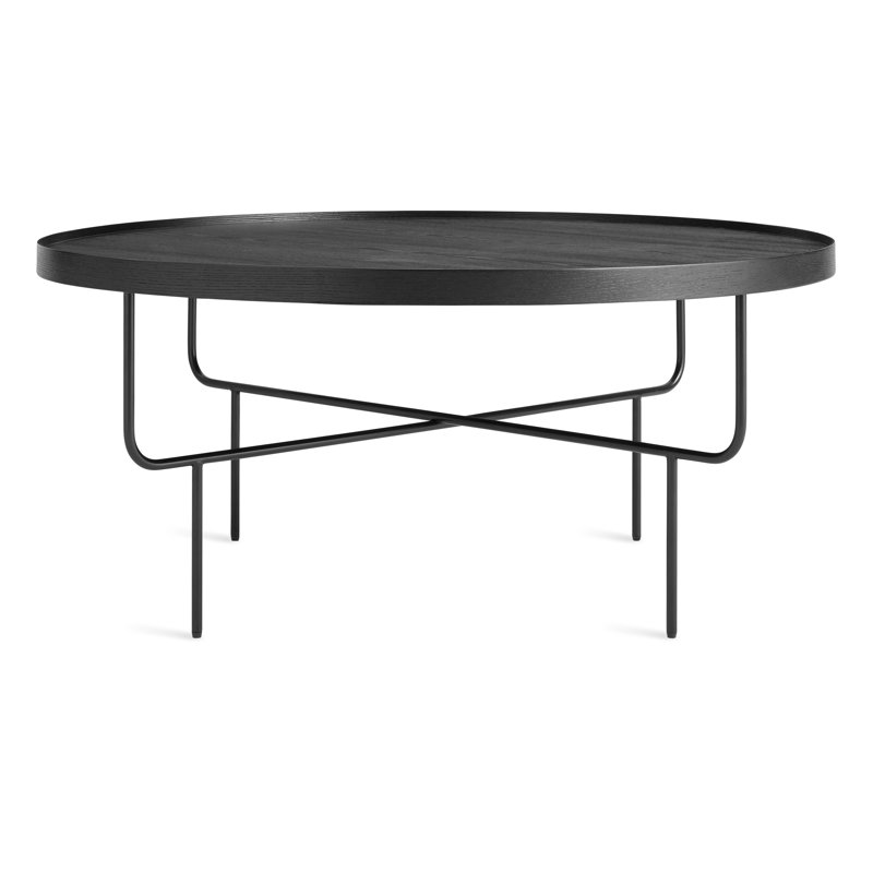 Roundhouse Solid Wood Coffee Table, Black Ash, Black