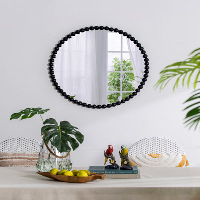 Miroir mural 32 "avec cadre perlé en métal, miroir mural