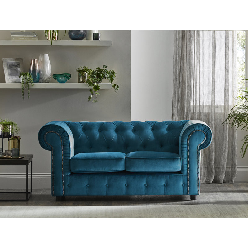 Aaron 2 Seater Velvet Sofa, Teal, 3