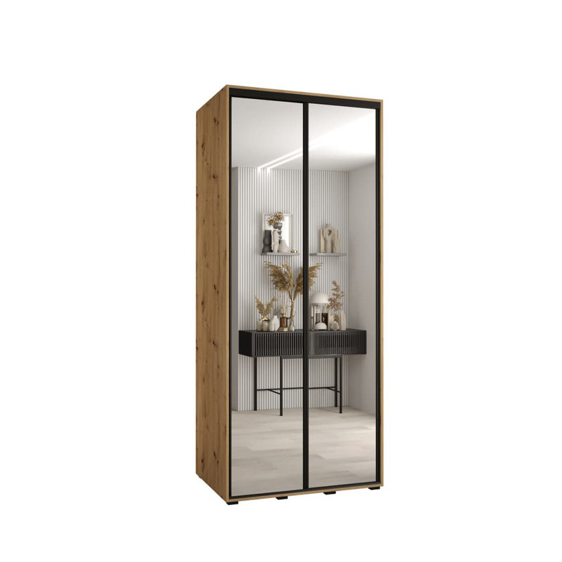 Camrynne 2 Door Manufactured Wood Wardrobe, Oak Artisan