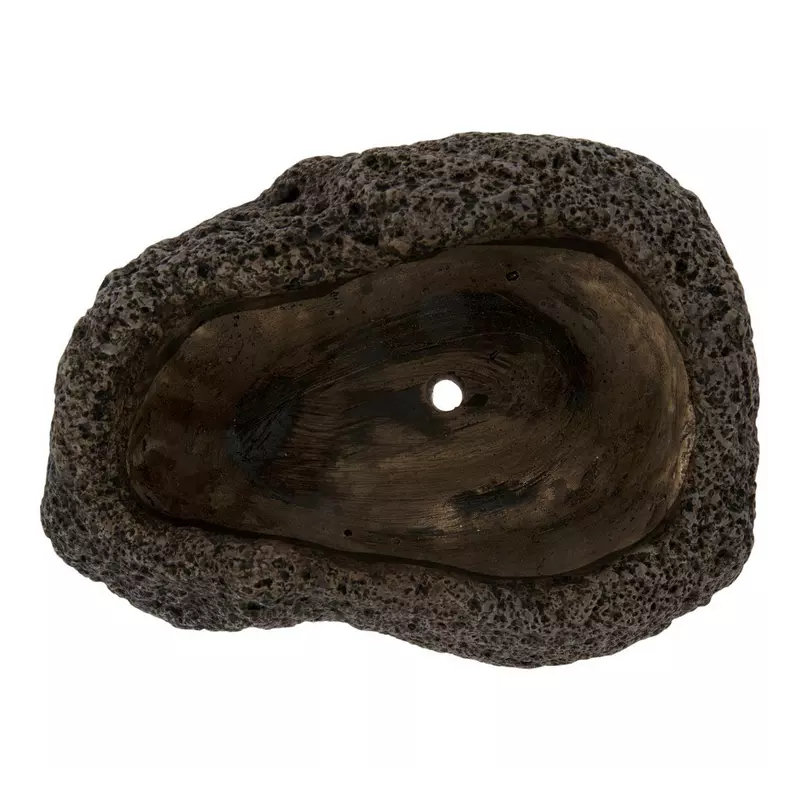 Rough Black Lava "Maui" Bowl Vase Pot for Home Decor