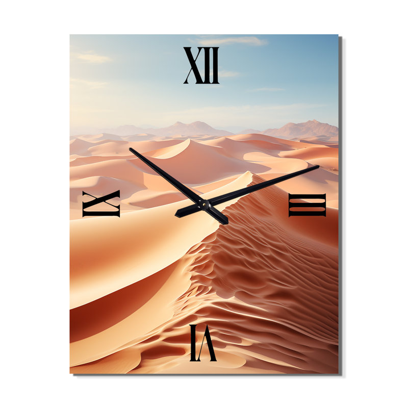 Desert Dunes Majesty VI - Landscape & Nature Modern Wall Clock, 40" H x 30" W x 1" D