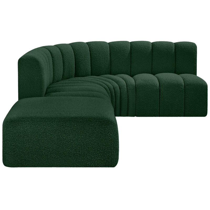 Canapé et méridienne rembourrés Isleen, Tissu bouclé vert
