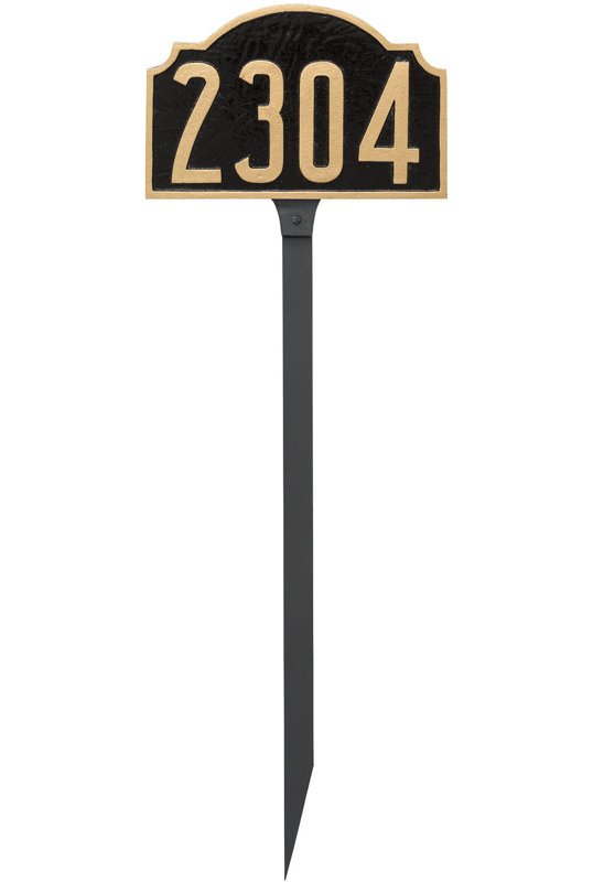 Plaque d'adresse de luxe sur 1 ligne, Noir / or, Oui