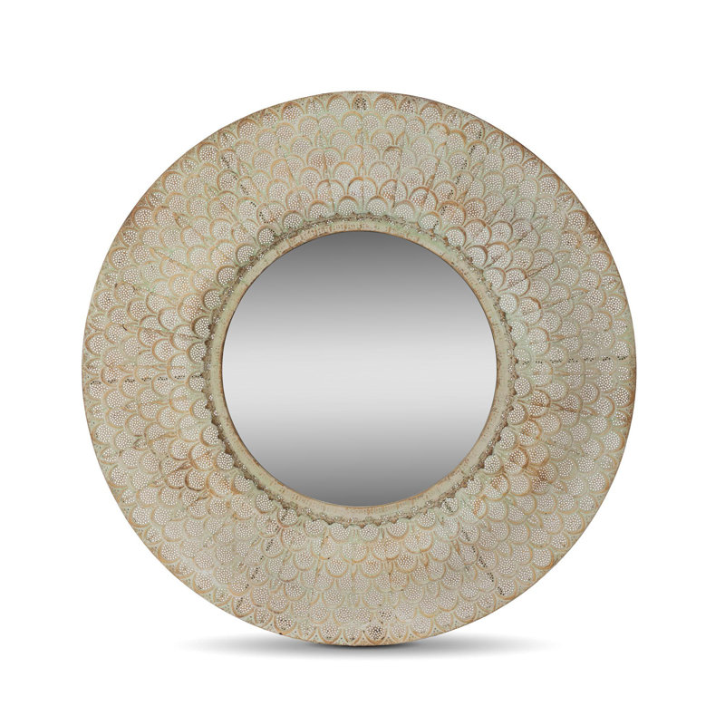 Coastal Cottage Round Metal Mirror