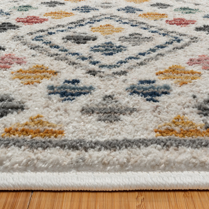  Amiens Nizar Bohemian Moroccan Ivory/Multi Tribal Patterned Polyester Area Rug, Rectangle 8'9" x 13'1"