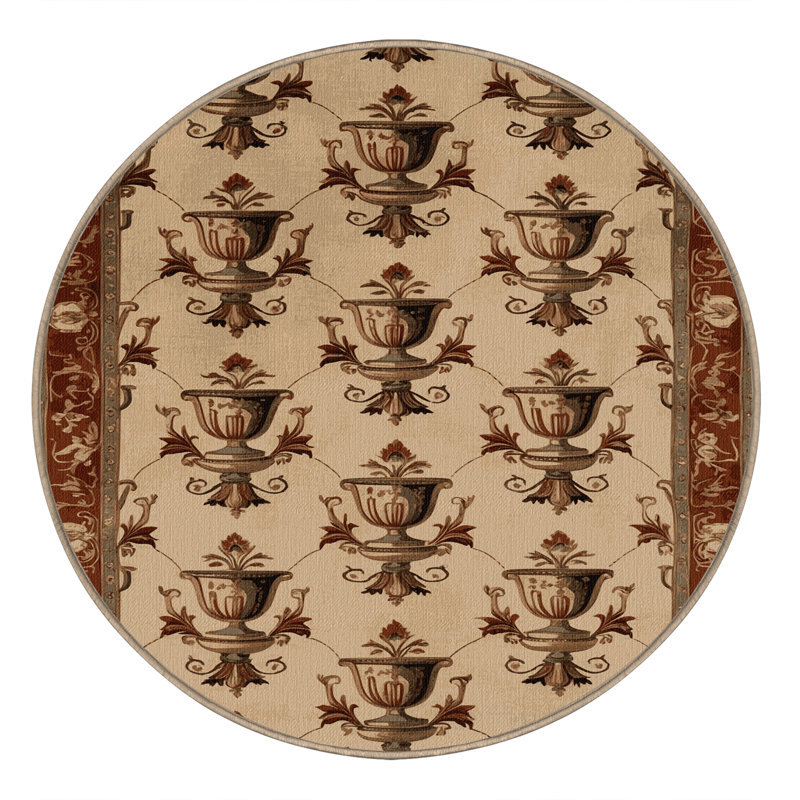 Tapis brun français lavable à la machine, Rond 7 pi