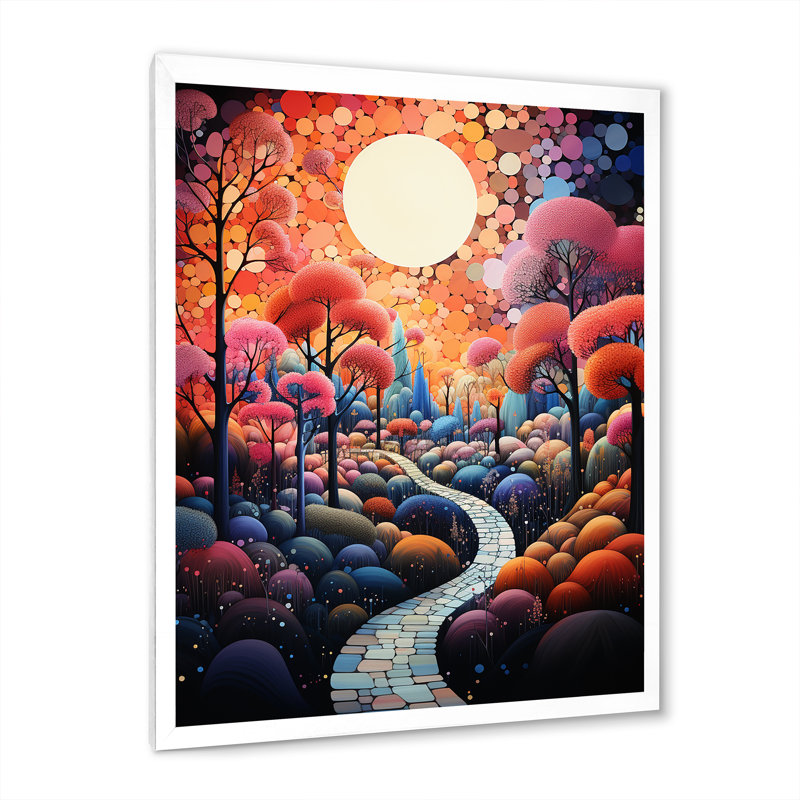 «Lulmir River Whimsical Thorugh Forest Landscape IV», reproduction, H 40 po x l 30 po x P 1,5 po, Cadre photo blanc