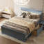 Lit plateforme gris avec tiroirs et deux tablettes - Solution de rangement solide et pratique pour les tablettes pleine grandeur, rehaussant le confort de votre chambre à coucher-1863203466-1863203470