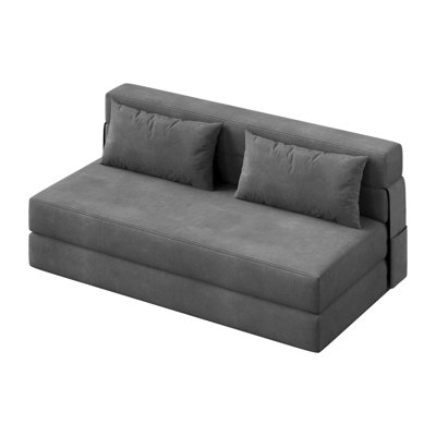Convertible Folding Sofa Bed Sleeper Floor Couch with Pillow