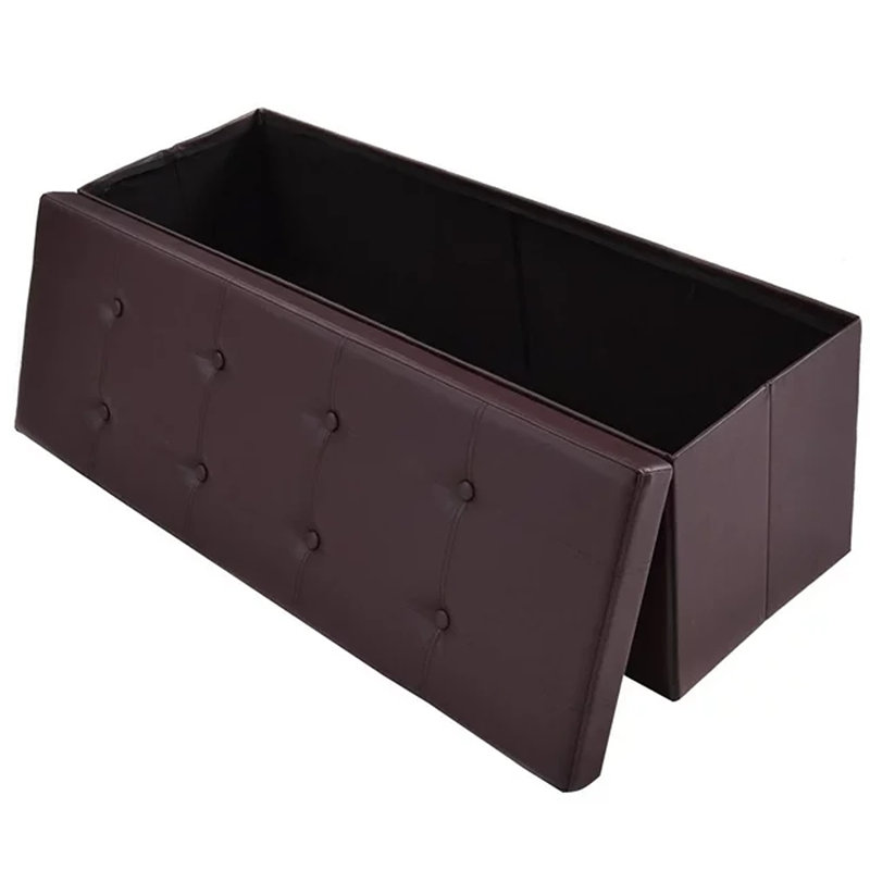 Luyster Faux Leather Ottoman, Brown Faux Leather