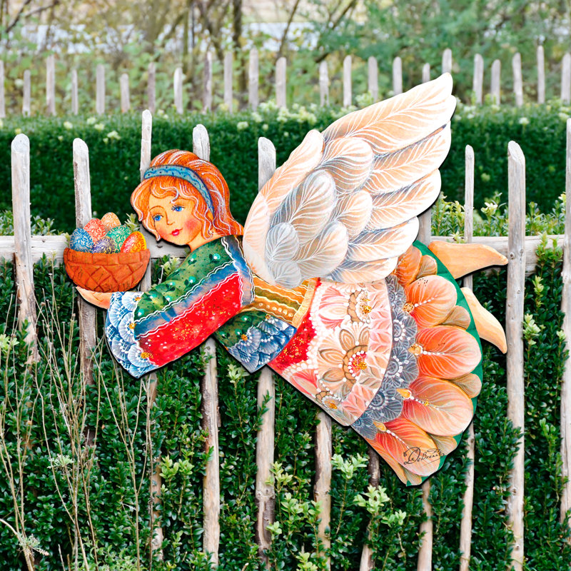 Décoration murale suspendue ange en bois Flying