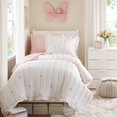 Liv Charming Ruffle Bow Reversible Quilt Set