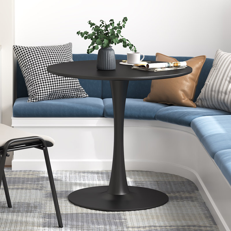 Amelia-Lillie Round Pedestal Dining Table, Black, 28.74"H x 31.5"L x 31.5"W, Black