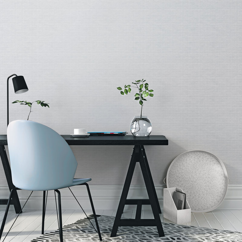 TexStyle Woven Weave Texture 33' L x 21" W Metallic/Satin Wallpaper Roll, Gray