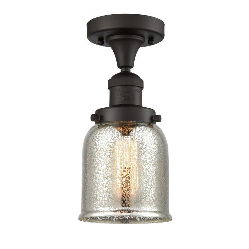 Archambault Glass Semi Flush Mount, Oil Rubbed Bronze, Silver Mercury, No Bulb Included