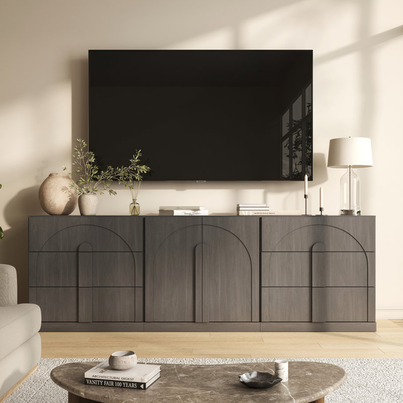 Ensemble de buffet modulaire 3 pièces avec 6 tiroirs, ébène, Bijou Ebony BCC