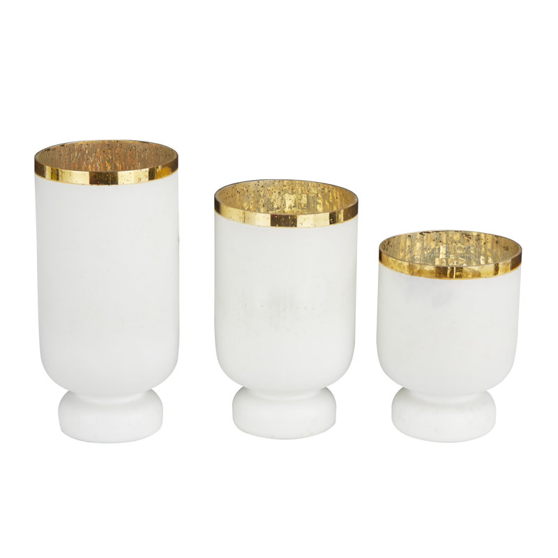 Uvalda 11.95'' H Glass Tabletop Hurricane, White