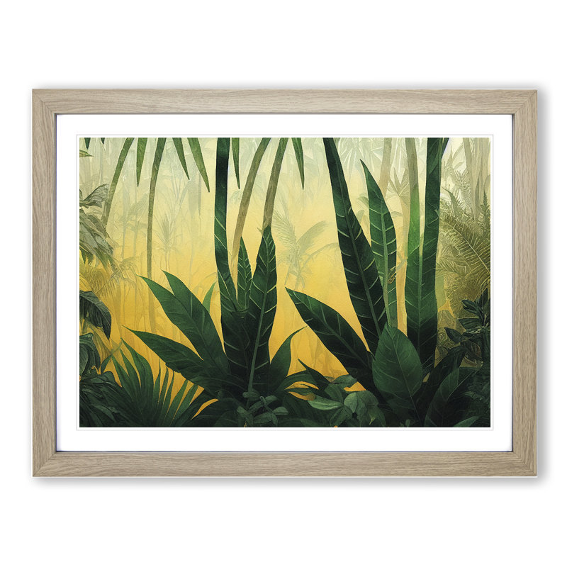 Watercolour Jungle Vol.5 1 Piece Single Picture Frame Wall Art, 46cm H x 64cm W x 2cm D, Oak