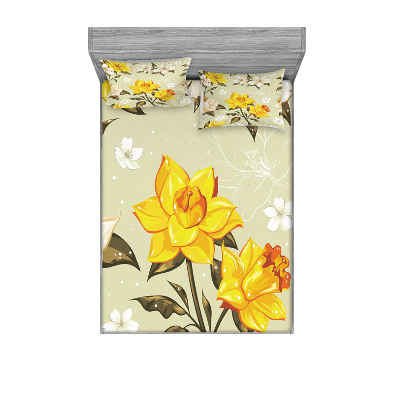 Drap-housse et coussin décoratif Ambesonne Spring, Ensemble de draps pour très grand lit californien