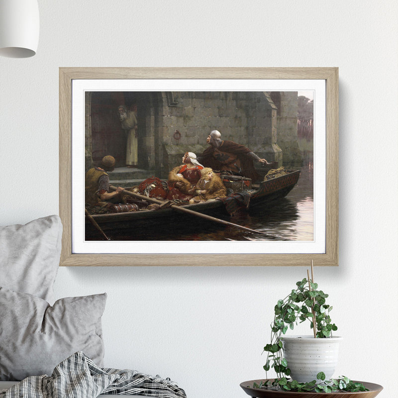 In Time of Peril by Edmund Leighton - Picture Frame Painting, Oak, 48cm H x 65cm W x 2cm D