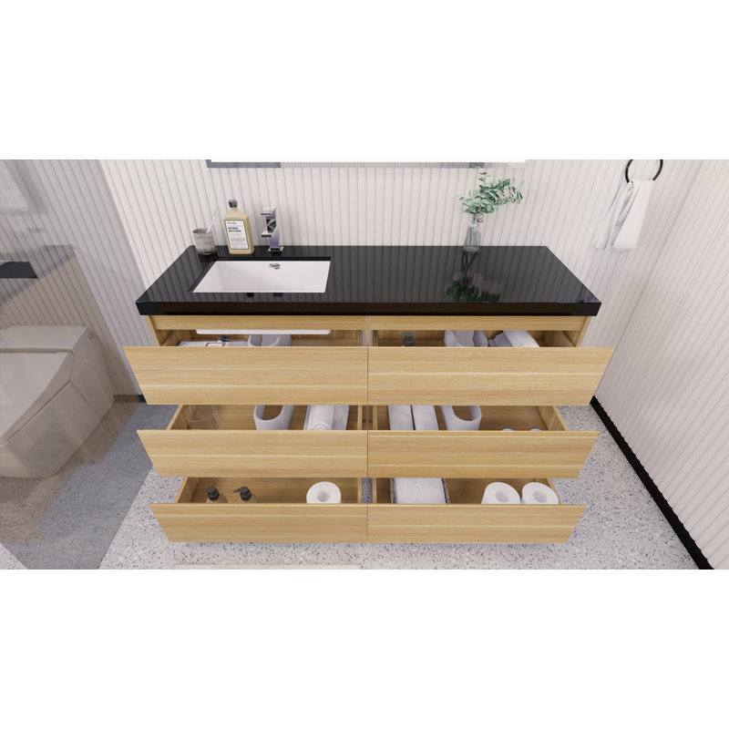 Base de meuble-lavabo simple 60 po Reyes, Chêne blanc