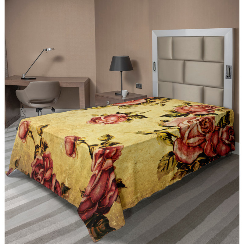 Ambesonne Orient Top Flat Sheet Mosaic Motifs, Queen Flat Sheet, Cream/Pink/Green Floral