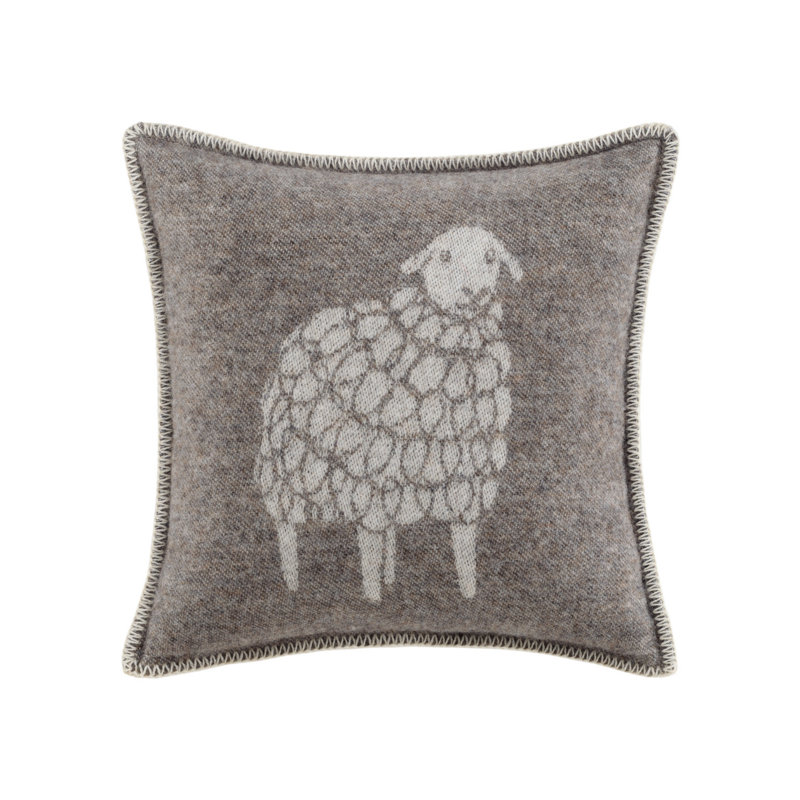 Sheep Square Cushion Cover, Dark Brown/Off White