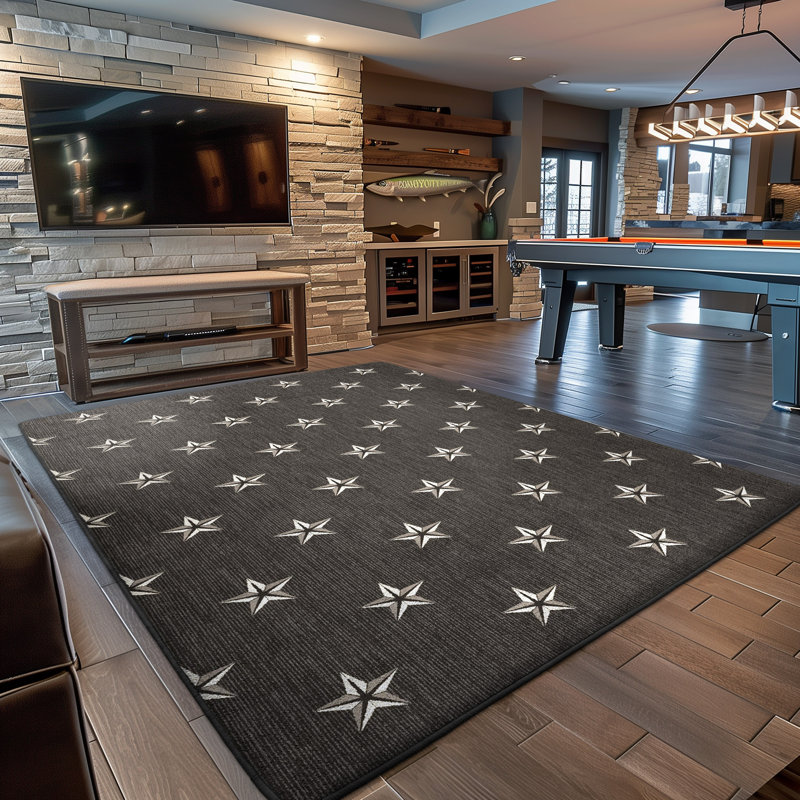 Tapis gris bronze industriel à motif d'étoile Polaire Imagine