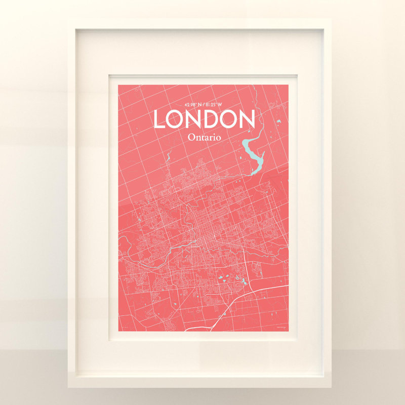 London Ontario City Map In Maritime - No Frame Print, 24cm H x 18cm W x 0.05cm D