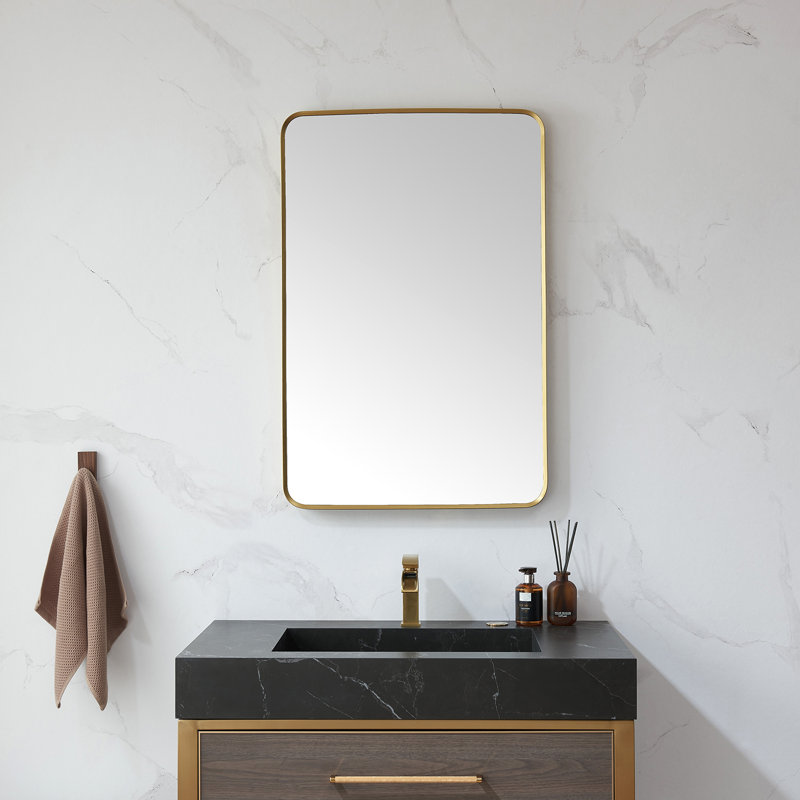 Markhai Aluminium Rectangle Mirror, Brushed Gold, 32" x 24"