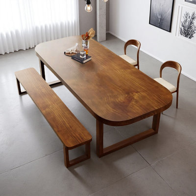 Modern Rustic Solid Wood Rectangular Dining Table Set