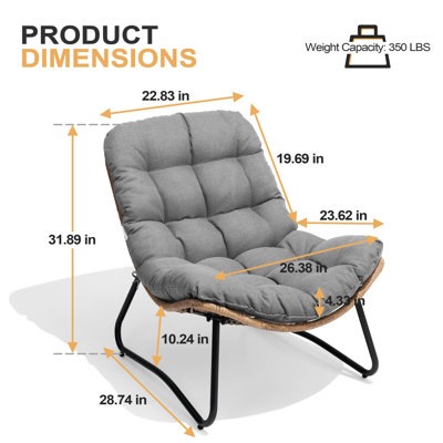 Patio Lounge Chairs With Thick Cushion (Set of 2)