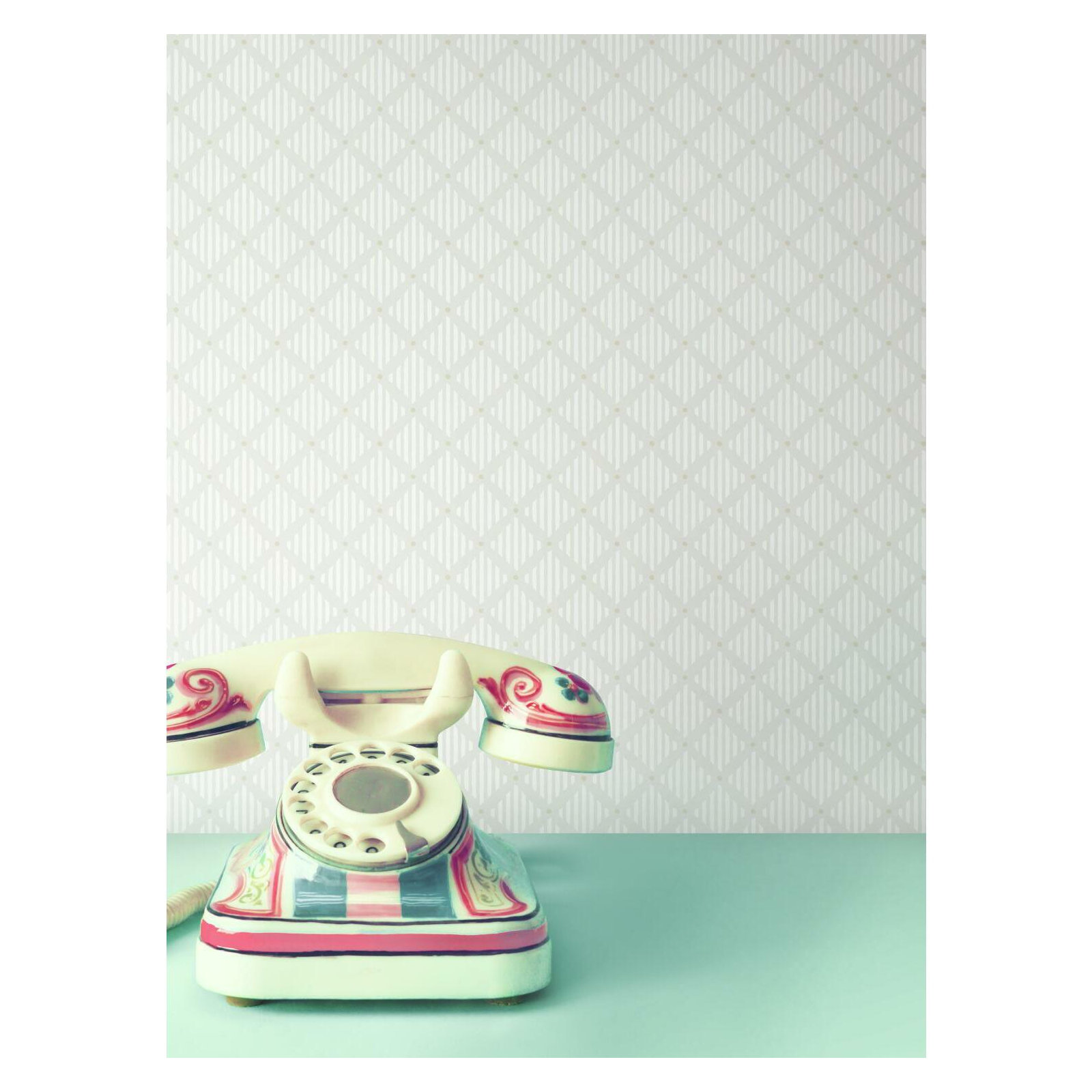 Floral Wallpaper, White/Tan