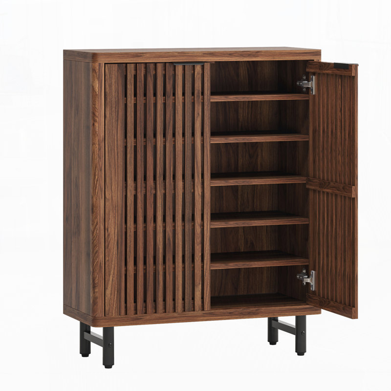 Armoire à café avec rangement 33,46 po avec 2 portes et tablettes, Noyer