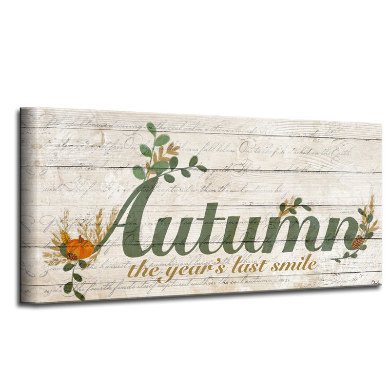 Reproduction d’art textuel sur toile tendue d’automne, H 8 po x l 16 po x P 1,5 po