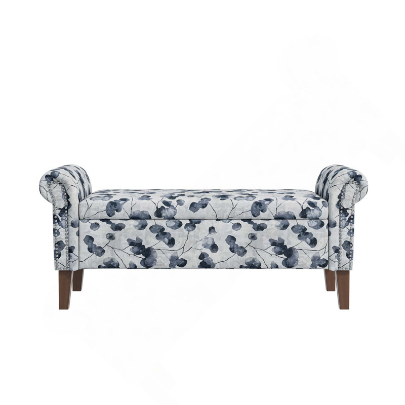 Banc de rangement à accoudoirs roulés Traditional, Noir / bleu / gris