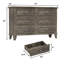 Commode vintage grise à 6 tiroirs avec façades de tiroirs encadrées, meuble de rangement autoportant pour chambre, salon, entrée, couloir, dressing, appartement.