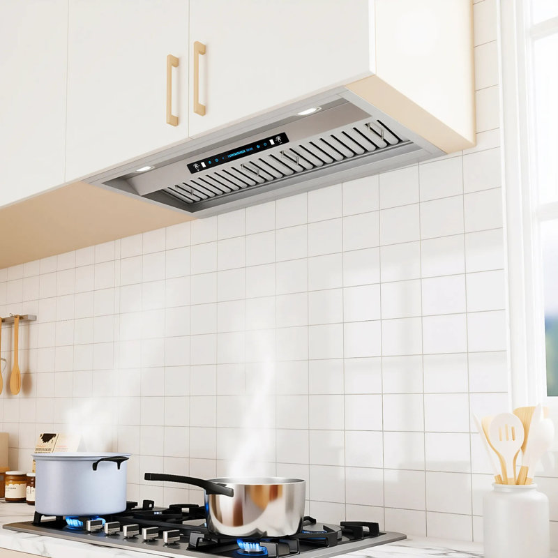 30 po. Hotte encastrable convertible 400 pi³ / min en acier inoxydable avec lumières DEL et contrôle des mouvements, 30"