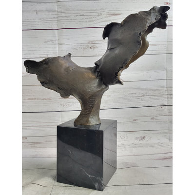 Lovers Romanic Kissing Faces Abstract Surrealist Bronze Sculpture Statue Salvador Dali On Marble Base