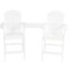 Fauteuil de jardin blanc, dossier et structure en acier inoxydable, tablette centrale pour boissons, posture confortable. Ensemble de chaises blanches au design ergonomique.