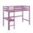 Twin Elevated Rubber Wood Loft Bed, Complete With Safety Guardrail, Integrated Desk, Ladder-1831519184