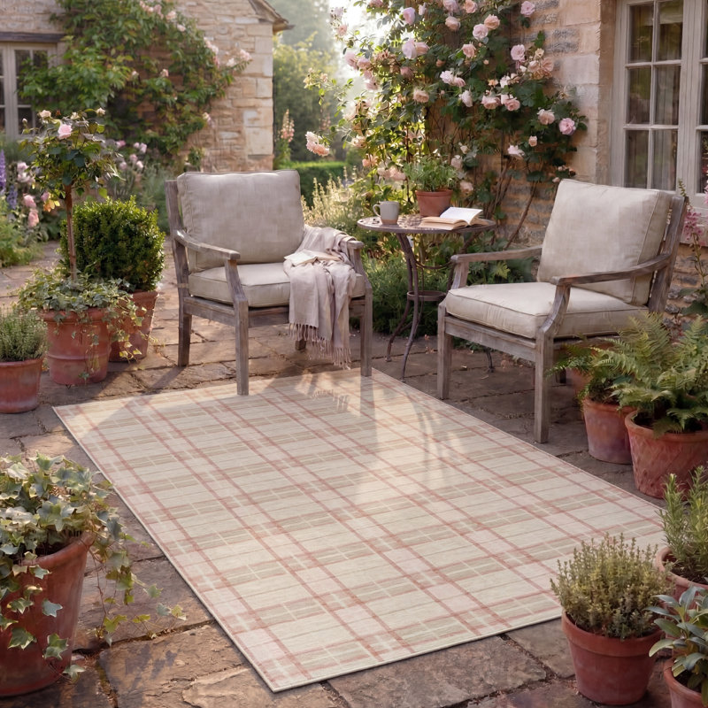 Laura Ashley Doreen Indoor Outdoor Area Rug, 6' x 9', Pink/Multi