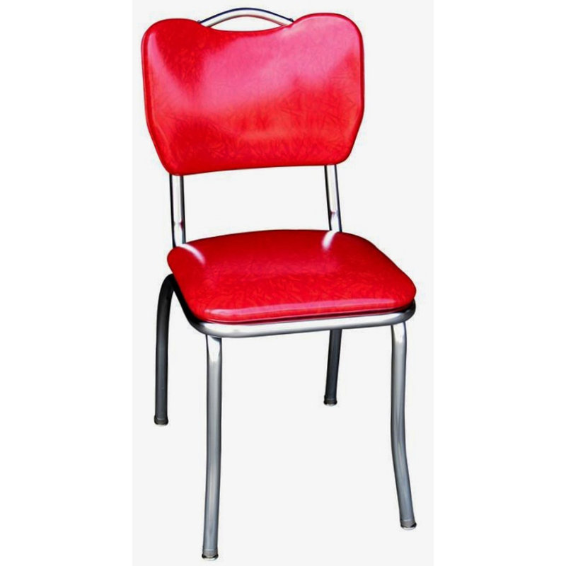 Retro Home Upholstered Handle Back Dining Chair, Red