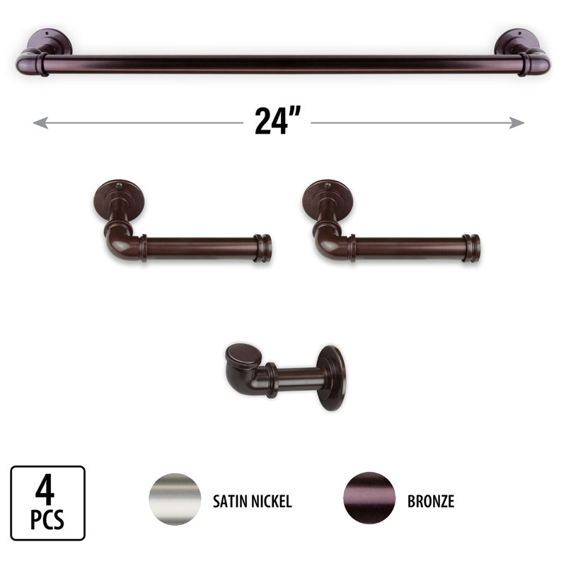 4 - Piece Bathroom Hardware Set, Bronze